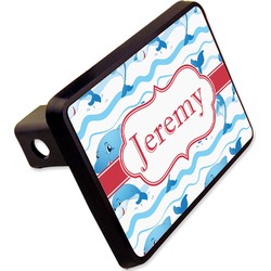 Dolphins Rectangular Trailer Hitch Cover - 2" (Personalized)