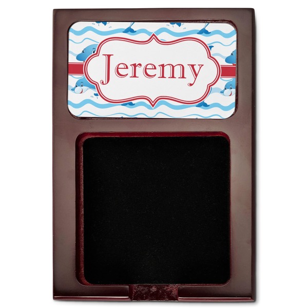 Dolphins Red Mahogany Sticky Note Holder - Flat
