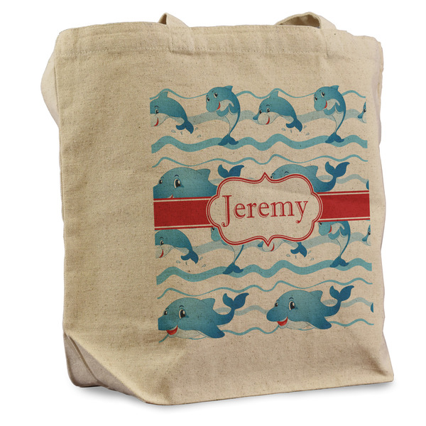 Custom Dolphins Reusable Cotton Grocery Bag (Personalized)