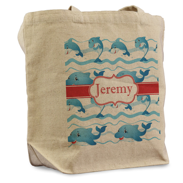 Custom Dolphins Reusable Cotton Grocery Bag - Single (Personalized)