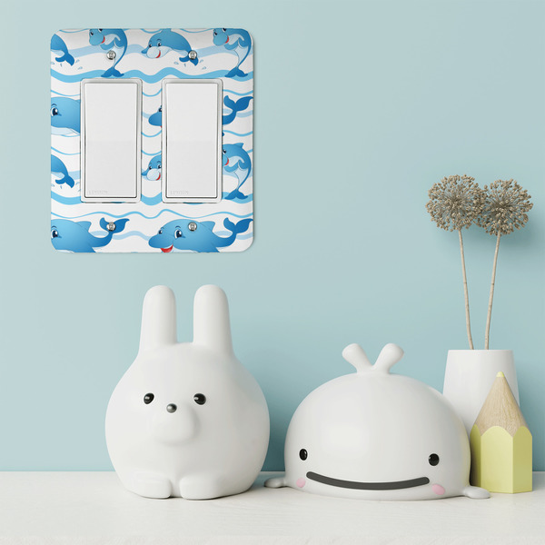 Dolphins Rocker Light Switch Covers - Double - IN CONTEXT