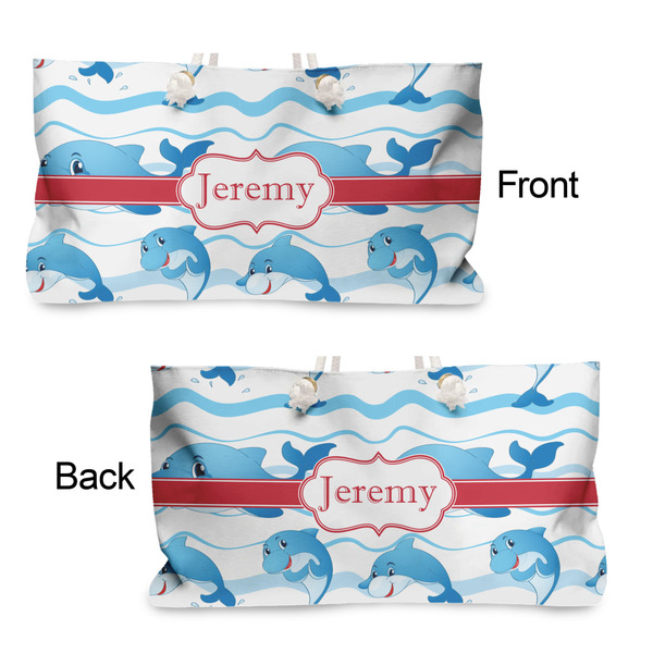 Dolphins Large Rope Tote - From & Back View