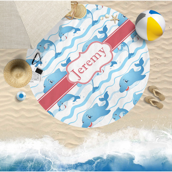 Dolphins Round Beach Towel Lifestyle