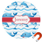 Dolphins Round Car Magnet - 6" (Personalized)