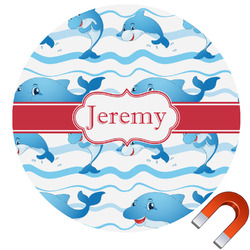 Dolphins Round Car Magnet - 10" (Personalized)