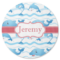 Dolphins Round Rubber Backed Coaster (Personalized)