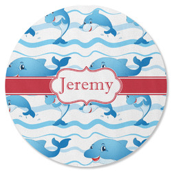 Dolphins Round Rubber Backed Coaster (Personalized)