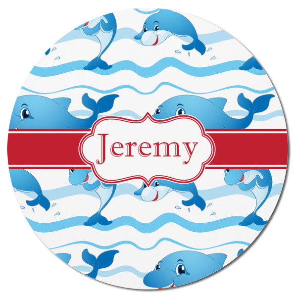 Dolphins Round Fridge Magnet - FRONT