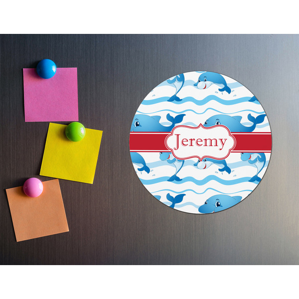 Dolphins Round Fridge Magnet - LIFESTYLE
