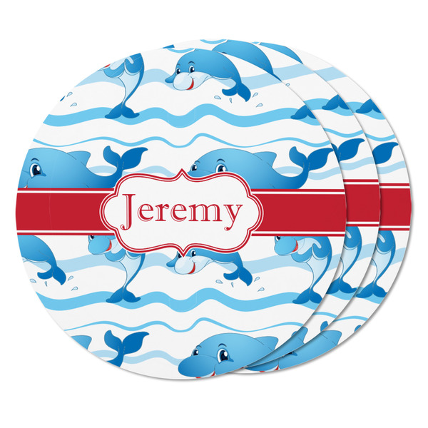 Dolphins Round Fridge Magnet - THREE