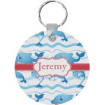 Dolphins Round Plastic Keychain (Personalized)