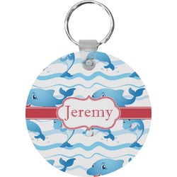 Dolphins Round Plastic Keychain (Personalized)