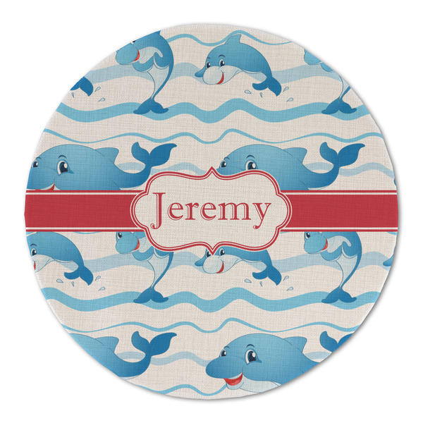 Dolphins Round Linen Placemats - FRONT (Double Sided)