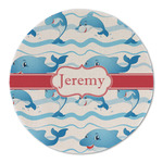 Dolphins Round Linen Placemat - Single Sided (Personalized)
