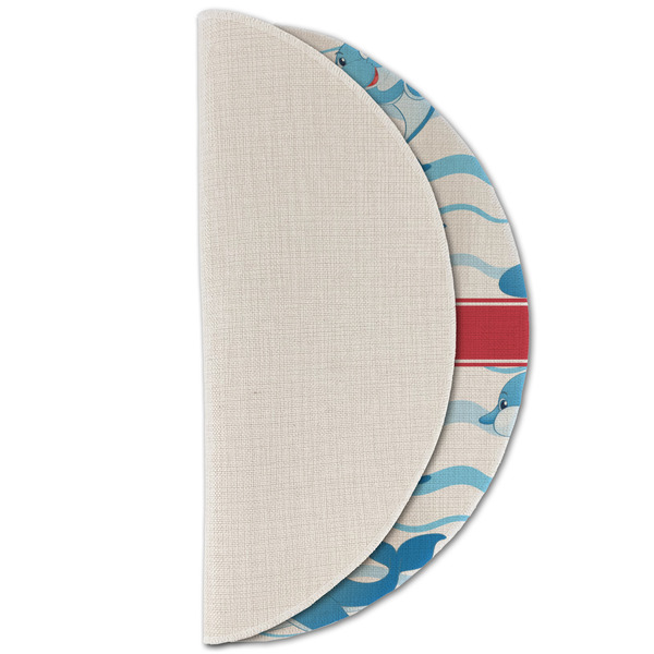 Dolphins Round Linen Placemats - HALF FOLDED (single sided)