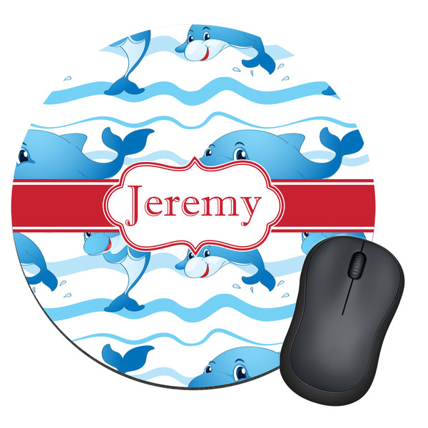 Custom Dolphins Round Mouse Pad (Personalized)