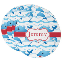 Dolphins Round Paper Coasters w/ Name or Text