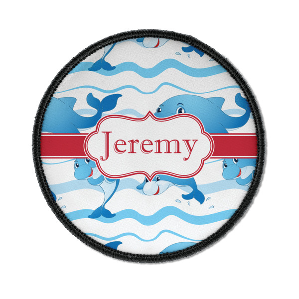 Custom Dolphins Iron On Round Patch w/ Name or Text