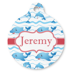 Dolphins Round Pet ID Tag (Personalized)
