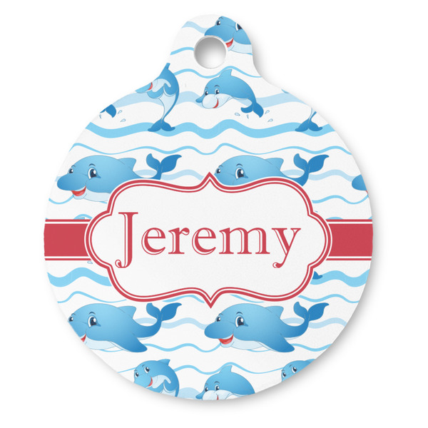 Custom Dolphins Round Pet ID Tag - Large (Personalized)