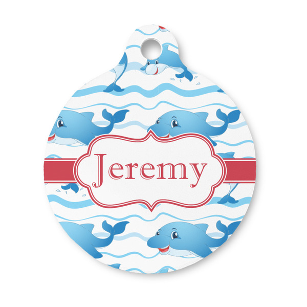 Custom Dolphins Round Pet ID Tag - Small (Personalized)