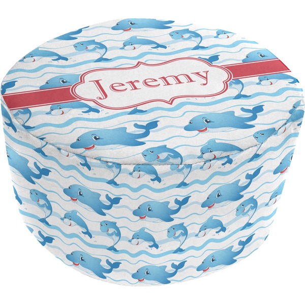 Custom Dolphins Round Pouf Ottoman (Personalized)