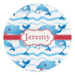 Dolphins Round Stone Trivet (Personalized)