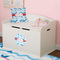 Dolphins Round Wall Decal on Toy Chest