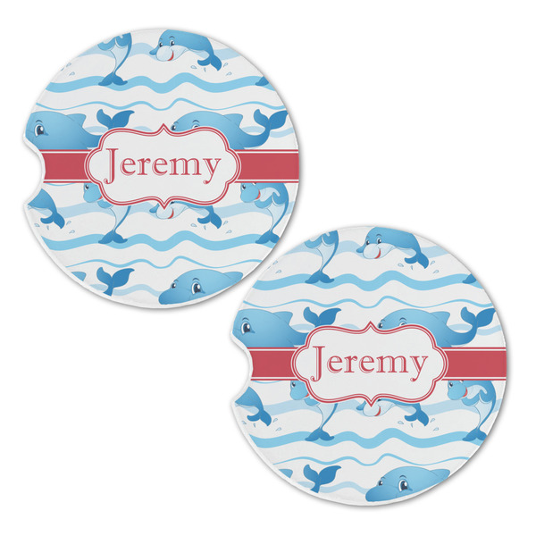 Dolphins Sandstone Car Coasters - Set of 2