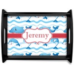 Dolphins Black Wooden Tray - Large (Personalized)