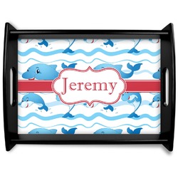 Dolphins Black Wooden Tray - Large (Personalized)