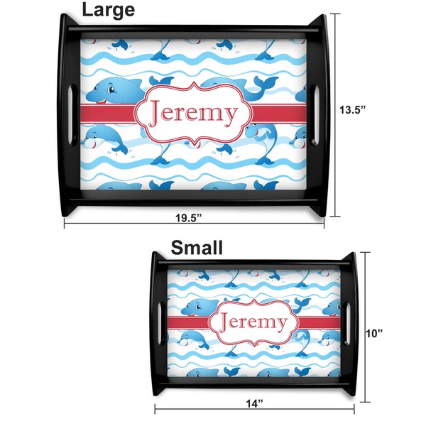 Dolphins Serving Tray Black Sizes