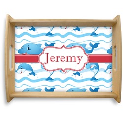 Dolphins Natural Wooden Tray - Large (Personalized)