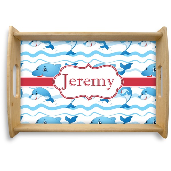 Custom Dolphins Natural Wooden Tray - Small (Personalized)