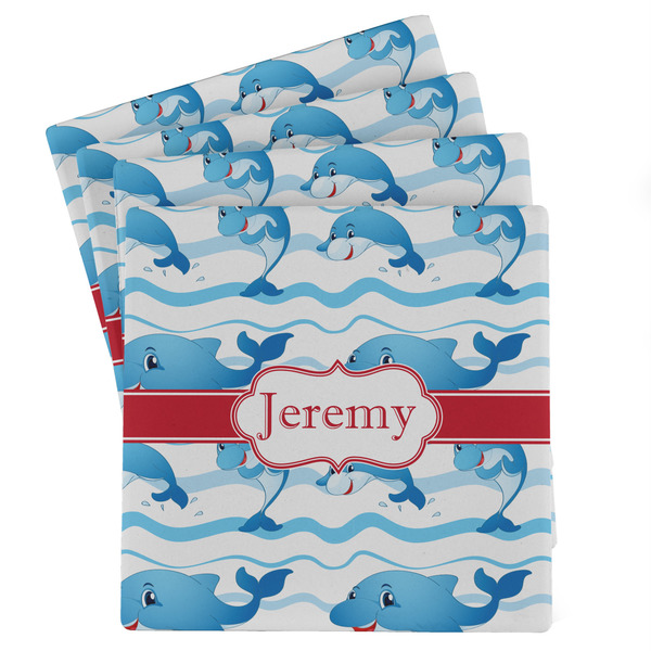 Custom Dolphins Absorbent Stone Coasters - Set of 4 (Personalized)