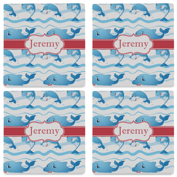 Dolphins Set of 4 Sandstone Coasters - See All 4 View