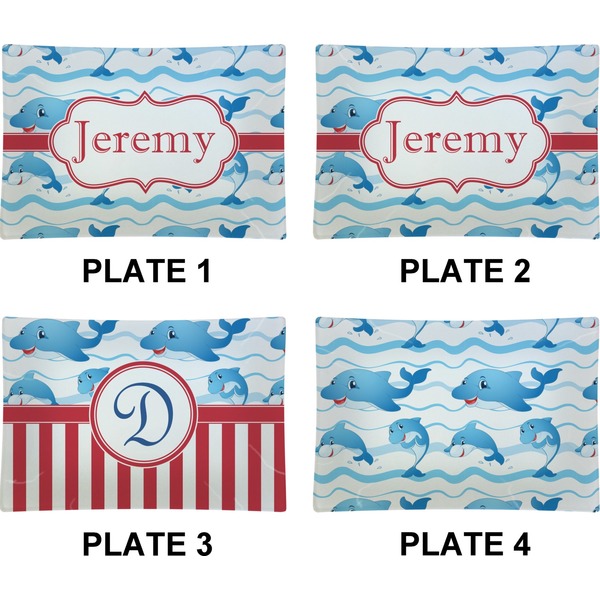 Dolphins Set of Rectangular Appetizer / Dessert Plates (Approval)