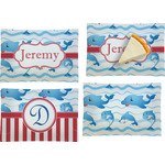 Dolphins Set of 4 Glass Rectangular Appetizer / Dessert Plate (Personalized)