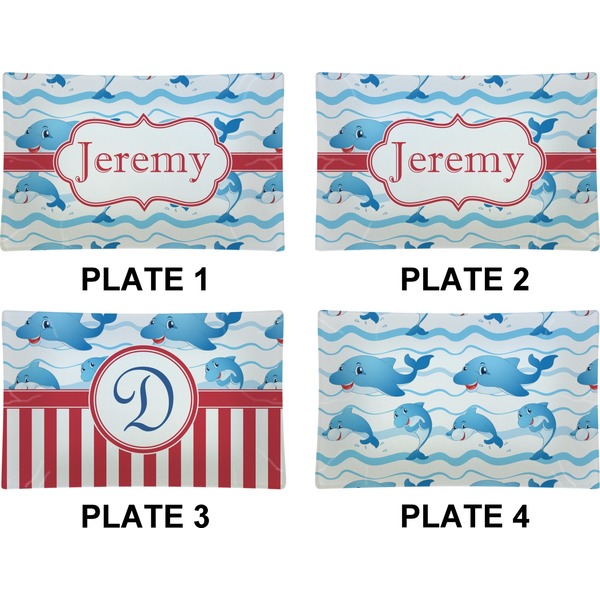 Dolphins Set of Rectangular Dinner Plates (Approval)