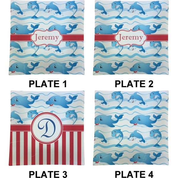 Dolphins Set of Square Dinner Plates (Approval)