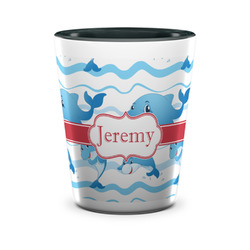 Dolphins Ceramic Shot Glass - 1.5 oz - Two Tone - Single (Personalized)