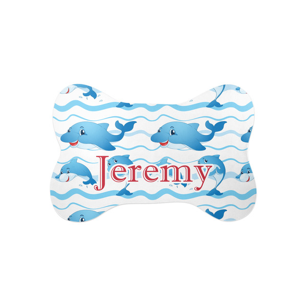 Custom Dolphins Bone Shaped Dog Food Mat (Small) (Personalized)