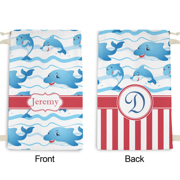 Dolphins Small Laundry Bag - Front & Back View