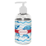 Dolphins Plastic Soap / Lotion Dispenser (8 oz - Small - White) (Personalized)