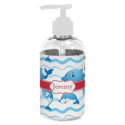 Dolphins Plastic Soap / Lotion Dispenser (8 oz - Small - White) (Personalized)