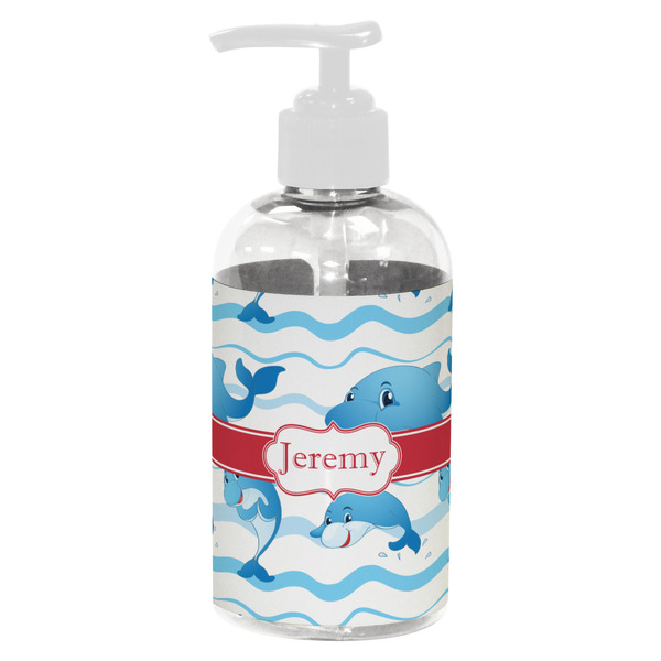 Custom Dolphins Plastic Soap / Lotion Dispenser (8 oz - Small - White) (Personalized)