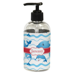 Dolphins Plastic Soap / Lotion Dispenser (8 oz - Small - Black) (Personalized)