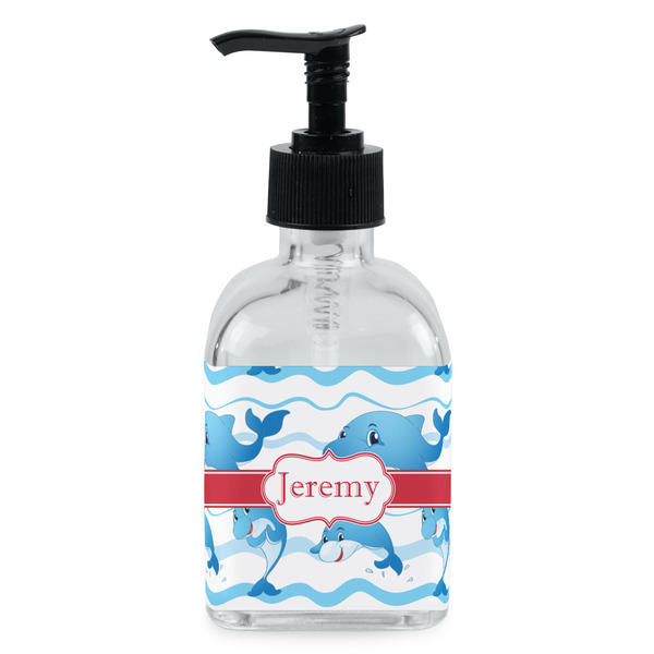 Custom Dolphins Glass Soap & Lotion Bottle - Single Bottle (Personalized)