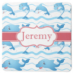 Dolphins Square Rubber Backed Coaster (Personalized)