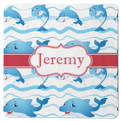 Dolphins Square Rubber Backed Coaster (Personalized)